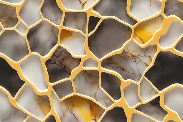 3D Mermer Altın Şerit Duvar Kağıdı Baskı - Resim 7