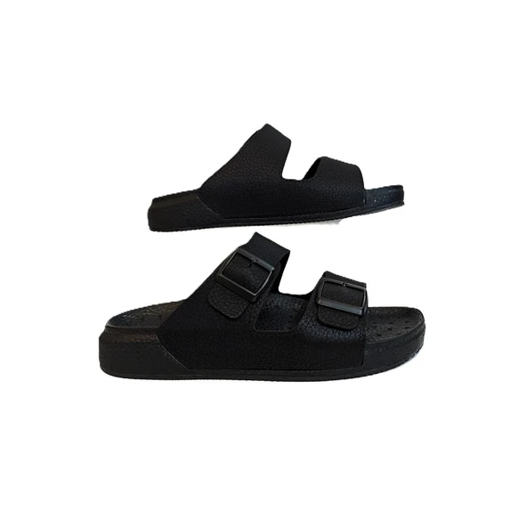 Pierre Cardin 7408 Siyah Çift Tokalı Yumuşak Taban Erkek Terlik - 7