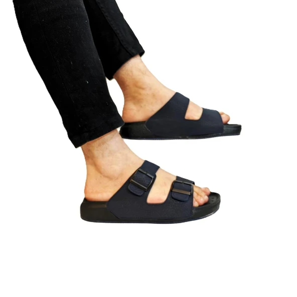 Pierre Cardin 7408 Lacivert Çift Tokalı Yumuşak Taban Erkek Terlik