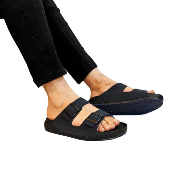 Pierre Cardin 7408 Lacivert Çift Tokalı Yumuşak Taban Erkek Terlik - Resim 4