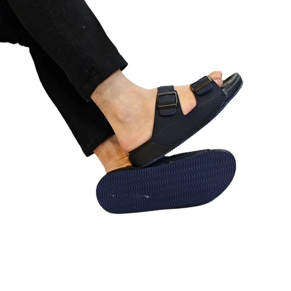 Pierre Cardin 7408 Lacivert Çift Tokalı Yumuşak Taban Erkek Terlik - Resim 3