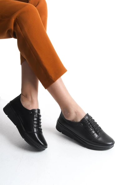 Kadın Ortopedik Taban Ayakkabı Bağcık Detaylı Hafif Günlük Comfort Ayakkabı - Resim 2