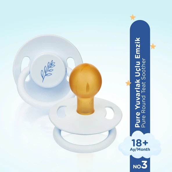 Wee Baby Pure Yuvarlak Uçlu Kauçuk Emzik No:3 - MAVİ - 2