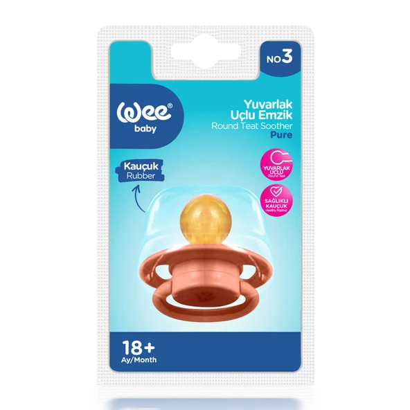 Wee Baby Pure Yuvarlak Uçlu Kauçuk Emzik No:3 - SOMON - 4