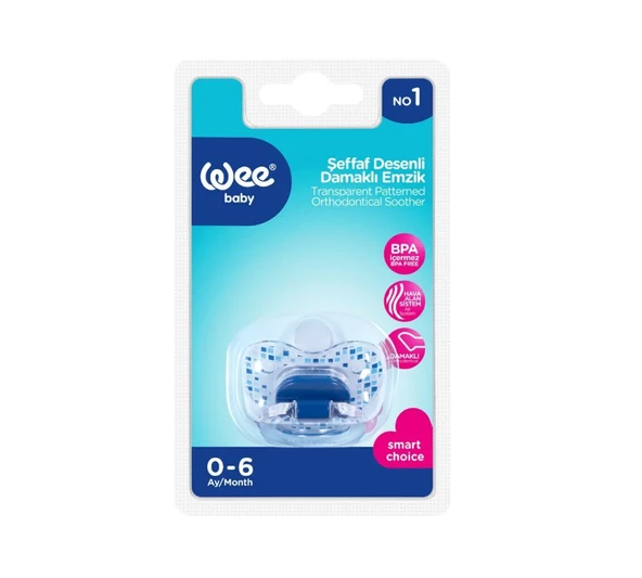 Wee Baby Şeffaf Desenli Damaklı Emzik No:1 - MAVİ - 3