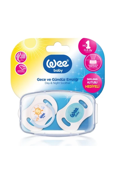 Wee Baby 2'li Gece Gündüz Emzik No:1 (Saklama Kabı Hediyeli) - MAVİ - 5