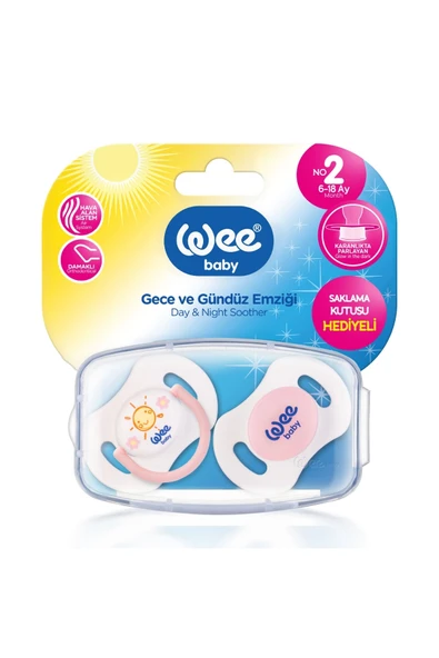 Wee Baby 2'li Gece Gündüz Emzik No:2 (Saklama Kabı Hediyeli) - PEMBE - 5