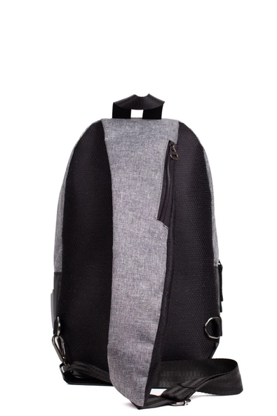 Erkek Omuz Mini Sırt Göğüs Çarpraz Tek Kol Kulaklık Çıkışlı Çanta Gri - 4