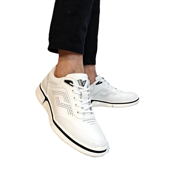 Voyager m184 Beyaz Renk Full Hakiki Deri Erkek Spor Ayakkabı - 2