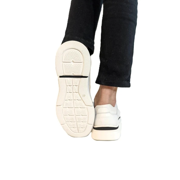 Voyager m184 Beyaz Renk Full Hakiki Deri Erkek Spor Ayakkabı - 6