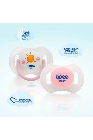 Wee Baby 2'li Gece Gündüz Emzik No:1 (Saklama Kabı Hediyeli) - PEMBE - 4