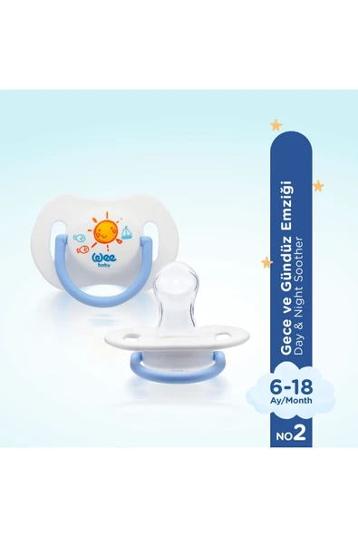 Wee Baby 2'li Gece Gündüz Emzik No:2 (Saklama Kabı Hediyeli) - MAVİ - Resim 3