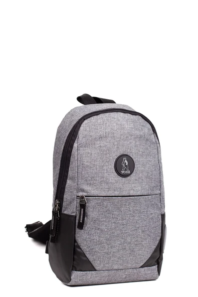 Erkek Omuz Mini Sırt Göğüs Çarpraz Tek Kol Kulaklık Çıkışlı Çanta Gri - 2