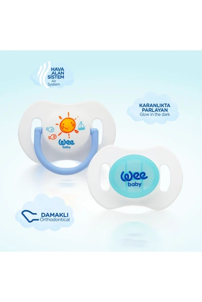 Wee Baby 2'li Gece Gündüz Emzik No:2 (Saklama Kabı Hediyeli) - MAVİ - Resim 4