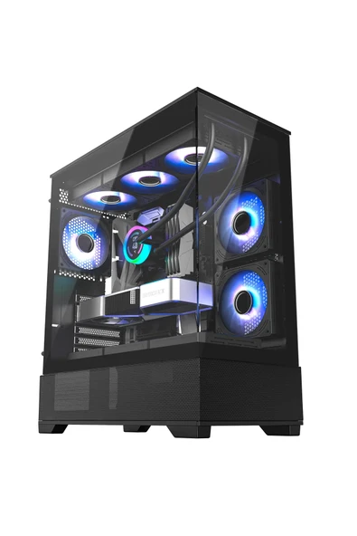Havit CF925 Tamperli Cam Gaming Oyuncu Kasası Siyah - 3 RGB Fanlı, Kumandalı, ITX/M-ATX/ATX/E-ATX Uyumlu