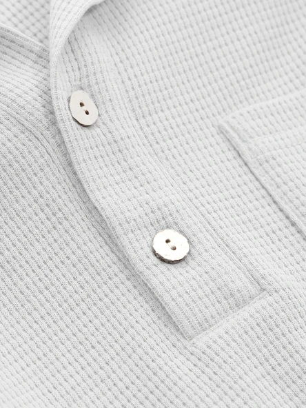 Erkek Oversize Polo Yaka  Waffle T-Shirt  POLOYAKA-DÜĞMELİ - 7
