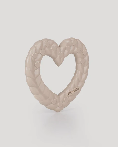 Kalp Desenli Bebek Diş Kaşıyıcı Ekru ürün görseli