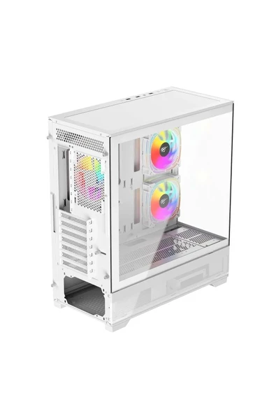 Havit CF925 Tamperli Cam Gaming Oyuncu Kasası Beyaz - 3 RGB Fanlı, Kumandalı, ITX/M-ATX/ATX/E-ATX Uyumlu - 2