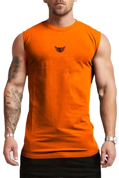 Erkek Nem Emici Hızlı Kuruma Atletik Teknik Performans Sporcu Sıfır Kol T-shirt MG-ATLET - 8