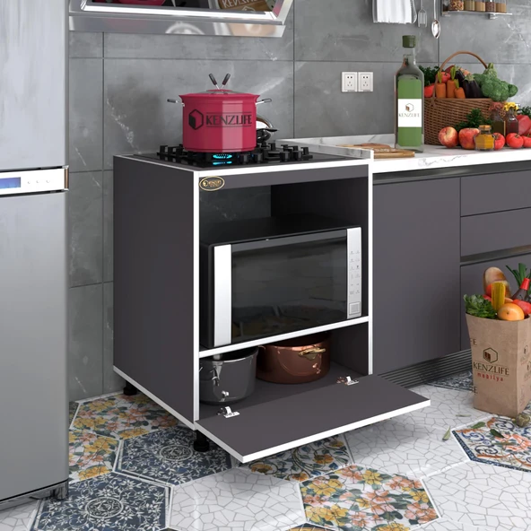 Kenzlife ocak dolabı şehrazat gri 85*70*60 XLARGE kapaklı hazır mutfak ankastre gömme ocak için ürün görseli 1
