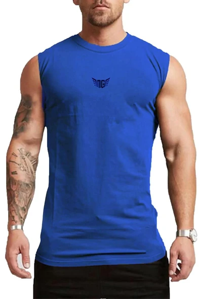 Erkek Nem Emici Hızlı Kuruma Atletik Teknik Performans Sporcu Sıfır Kol T-shirt MG-ATLET - 9