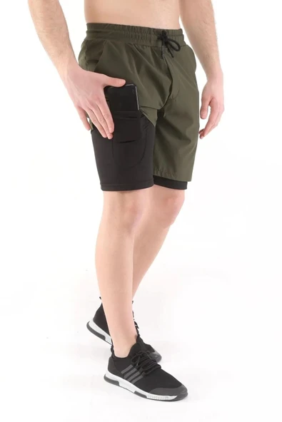 Erkek Running Hızlı Kuruma Micropoly Antrenman Halısaha Fitness Kısa Taytlı SPORCU-ŞORT1 - 2