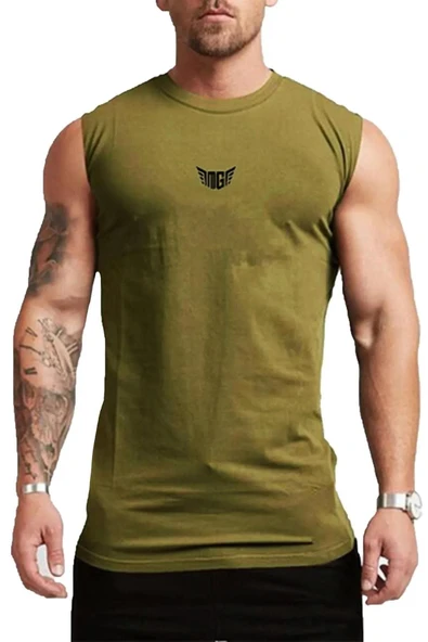 Erkek Nem Emici Hızlı Kuruma Atletik Teknik Performans Sporcu Sıfır Kol T-shirt MG-ATLET - 6