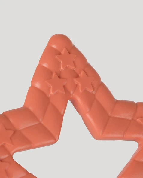 Yıldız Desenli Bebek Diş Kaşıyıcı Somon - Resim 2