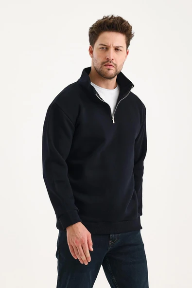 Yarım Fermuarlı Dik Yaka Sweatshirt - 8