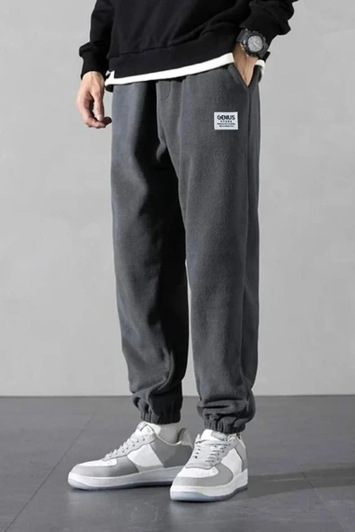 STORE Erkek Polar Kumaş Oversize Erkek Eşofman altı - 6