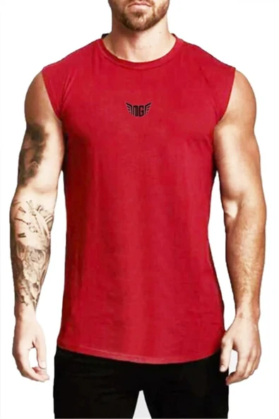 Erkek Nem Emici Hızlı Kuruma Atletik Teknik Performans Sporcu Sıfır Kol T-shirt MG-ATLET - 5