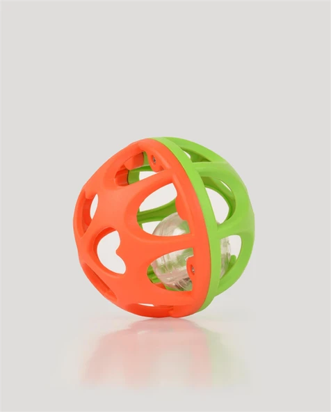 Turuncu Yeşil Neşeli Top Çıngırak - Resim 2