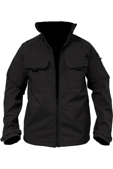 Store Erkek Softshell Spor Mont Içi Polarlı Su Ve Rüzgar Geçirmez Cepli Outdoor Combat Mont - 5