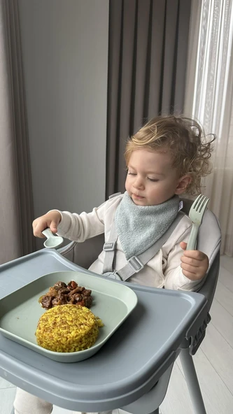 Kare Bebek Mama Tabağı 2'li  Sage Green - Vanillia - 3