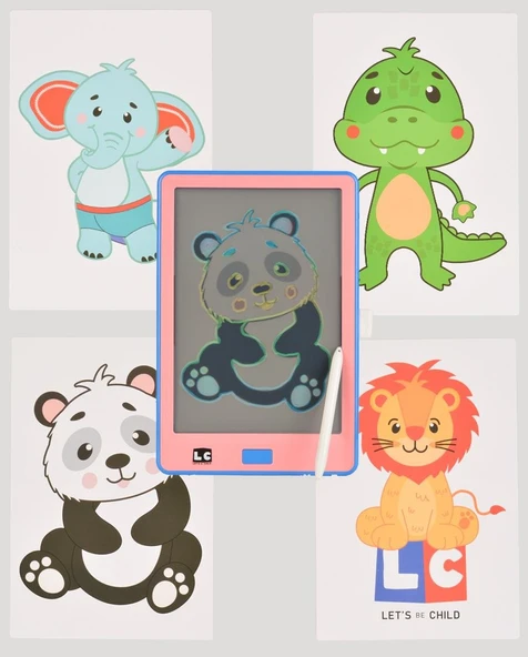 10 inch Şeffaf D Dijital 4 Adet Çizim Kartlı Tablet- Pembe - Resim 3