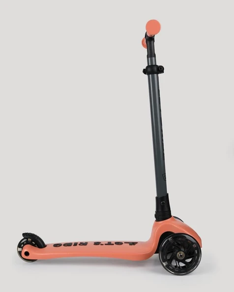 Let's Ride Two Işıklı Katlanabilir 3 Tekerlekli Scooter Somon - Resim 2