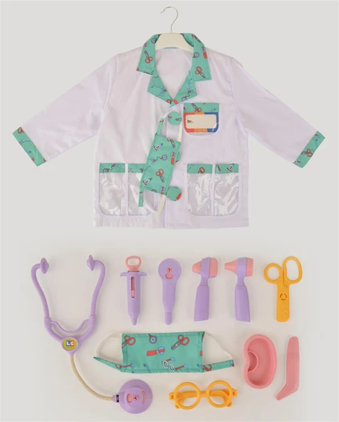 Lila Doktor Seti ve Çocuk Kostümü ürün görseli
