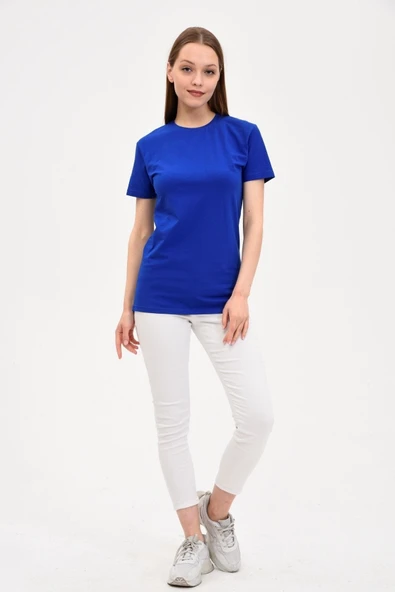 Kadın Bisiklet Yaka Basic Tişört Lacivert - 3