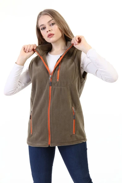 Store Kadın Polar Yelek Tam Fermuarlı Outdoor Spor Yelek 3cepli - 10