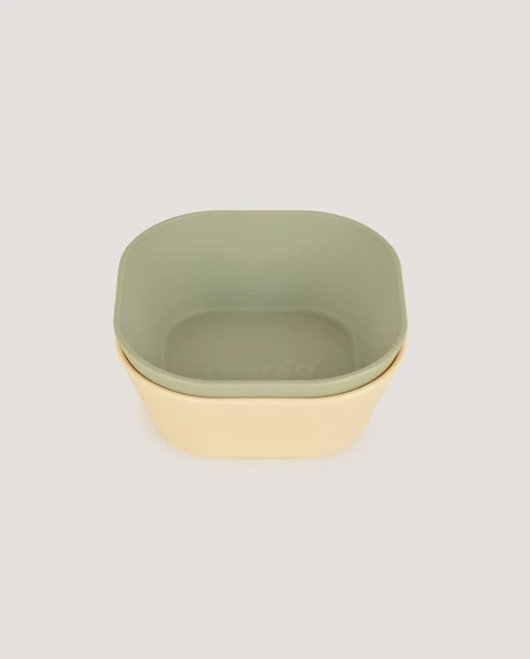 Kare Bebek Mama Tabağı 2'li Set Sage Green - Vanillia