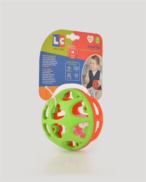 Turuncu Yeşil Neşeli Top Çıngırak - Resim 3