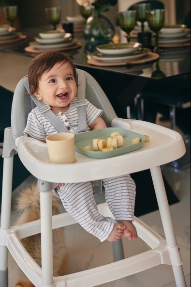 Kare Bebek Mama Tabağı 2'li Sage Green - Peach - 3