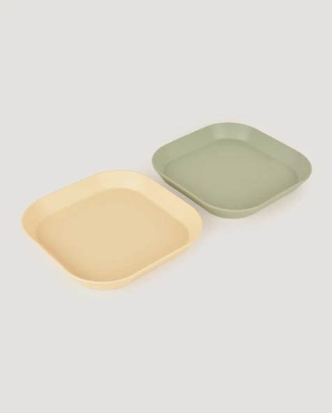 Kare Bebek Mama Tabağı 2'li  Sage Green - Vanillia - 4