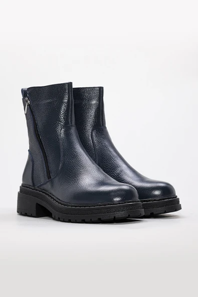 Hakiki Deri Kürklü  Kadın Kalın Taban Bot 257KZA623 - Resim 7