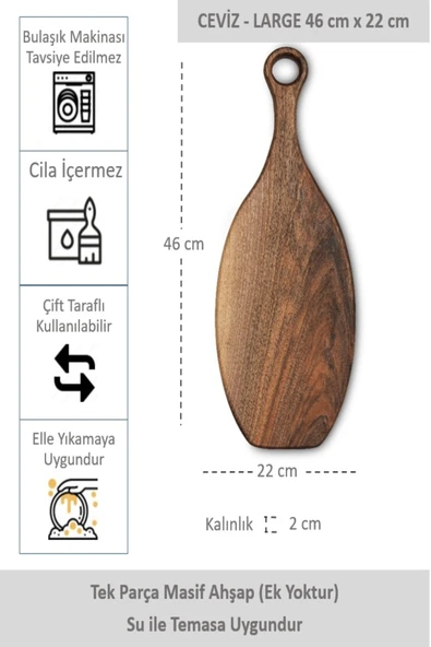 Yekpare Masif Ahşap Sunum Tahtası Kesme Tahtası Ceviz Large