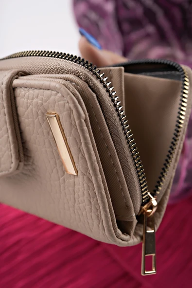 Muggo CHEKO Bozuk & Kağıt Para Bölmeli Fermuarlı Kartlık Kadın Cüzdan - 3