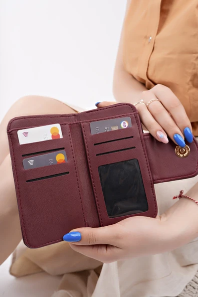 Muggo CHEKO Bozuk & Kağıt Para Bölmeli Fermuarlı Kartlık Kadın Cüzdan - 12