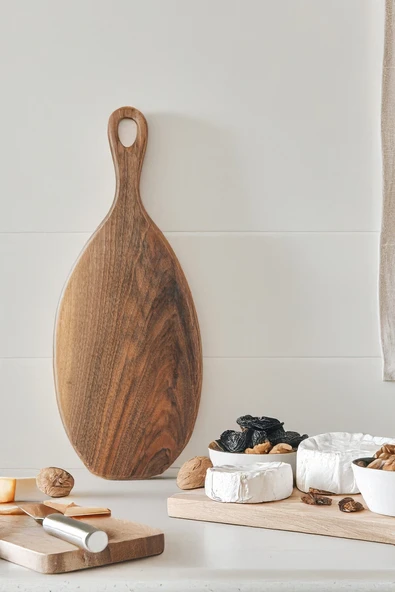 Yekpare Masif Ahşap Sunum Tahtası Kesme Tahtası Ceviz Large - 4