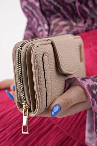 Muggo CHEKO Bozuk & Kağıt Para Bölmeli Fermuarlı Kartlık Kadın Cüzdan - 2