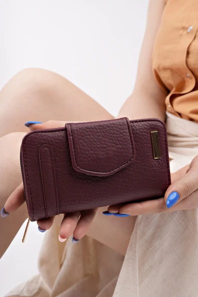 Muggo CHEKO Bozuk & Kağıt Para Bölmeli Fermuarlı Kartlık Kadın Cüzdan - 9